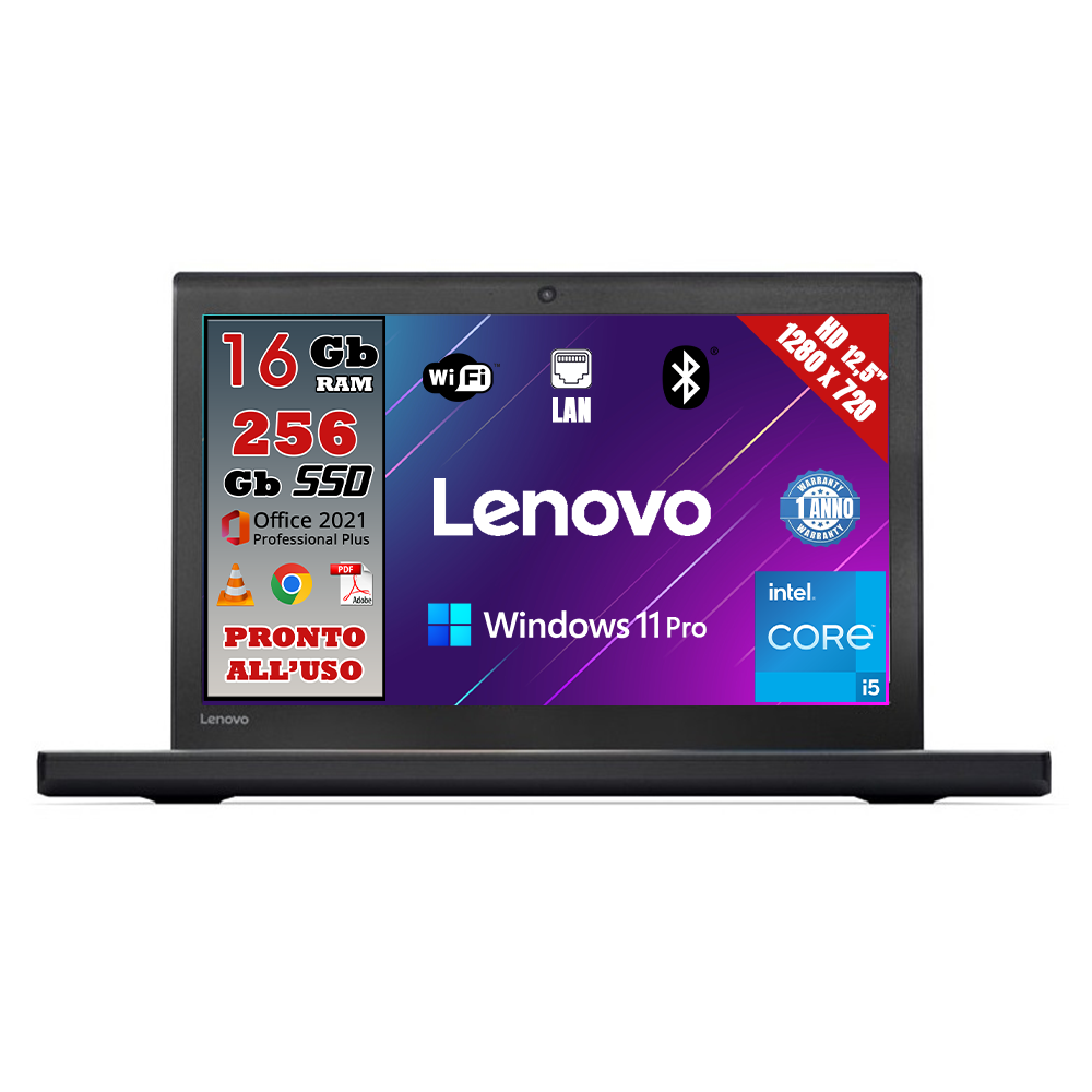 Notebook Lenovo (RICONDIZIONATO) • Cpu i5 • 16 GB ram • 256 GB SSD • Windows 11 Pro e Pacchetto Office 2021