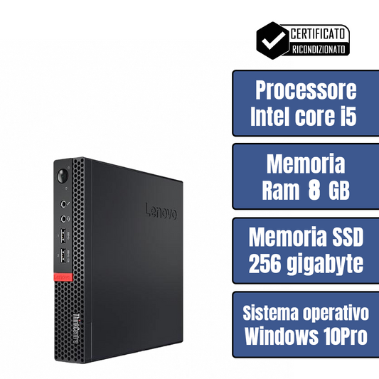 Lenovo ThinkCentre Tiny •Intel® Core™ i5 • 8 GB ram DDR4 • 256 GB SSD • Sistema Operativo • Pennetta Wi-Fi