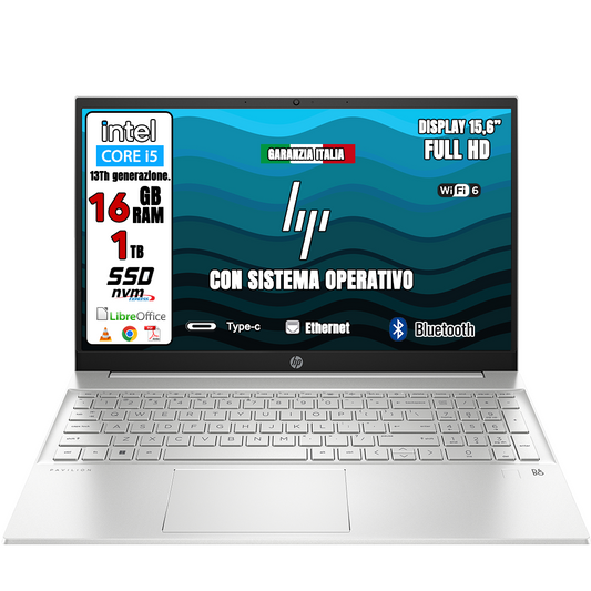 Notebook NUOVO HP • Intel i5™ 13th • 16 GB ram • 1 TB SSD • Windows 11 Pro e Pacchetto Office 2021