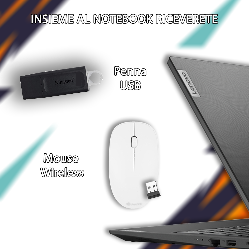 Notebook NUOVO Lenovo •Intel i5-1335U 2 GHz  • 12 GB ram DDR4-SDRAM •756GB HSSD • Sistema Operativo e Pacchetto Libre Office • Mouse e Pendrive