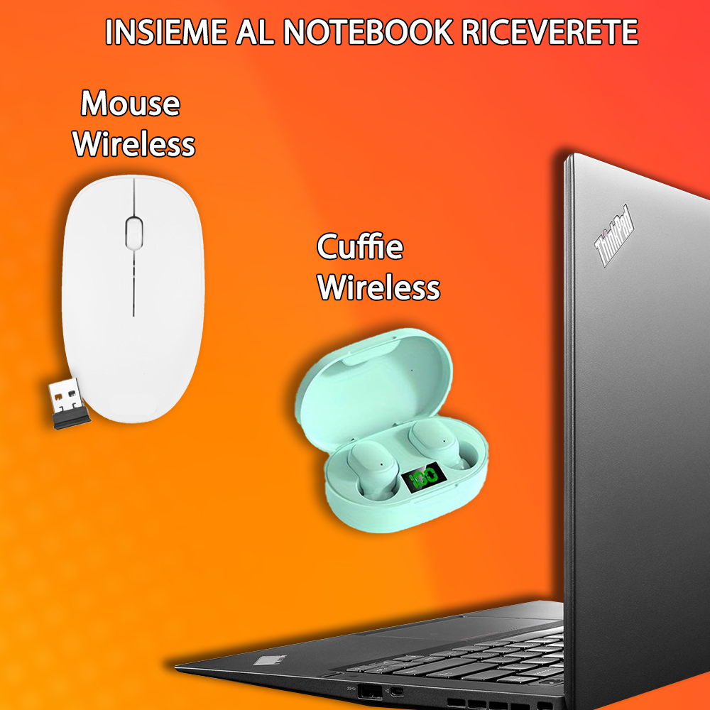 Notebook Lenovo x1 Carbon (RICONDIZIONATO) • Intel i7™ • 8 GB ram • 256 GB SSD • Windows 11 Pro e Pacchetto Libre Office • CUFFIETTE E MOUSE WIRELESS