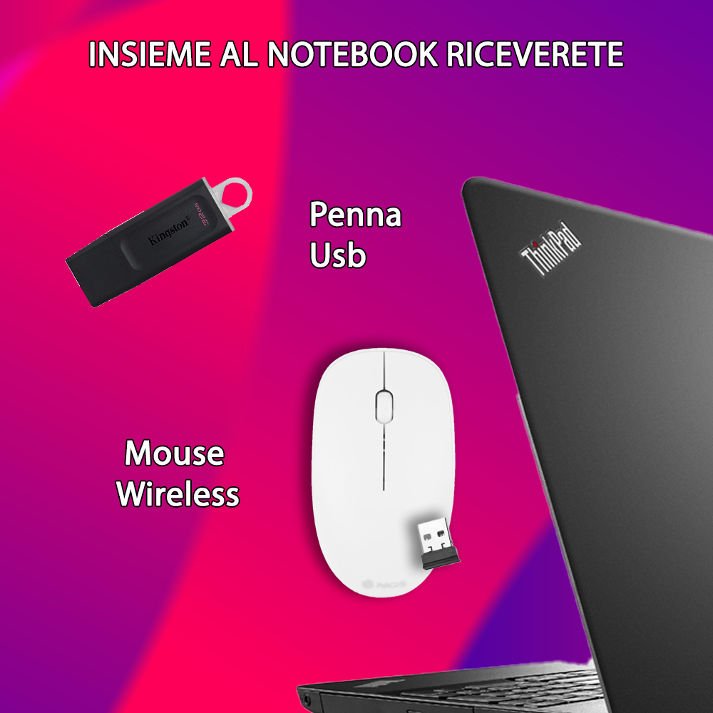 Notebook Lenovo E550 TOUCHSCREEN (RICONDIZIONATO) • Cpu i5 • 8 GB ram • 512GB SSD • Sistema Operativo + Libre Office • Mouse e Pendrive