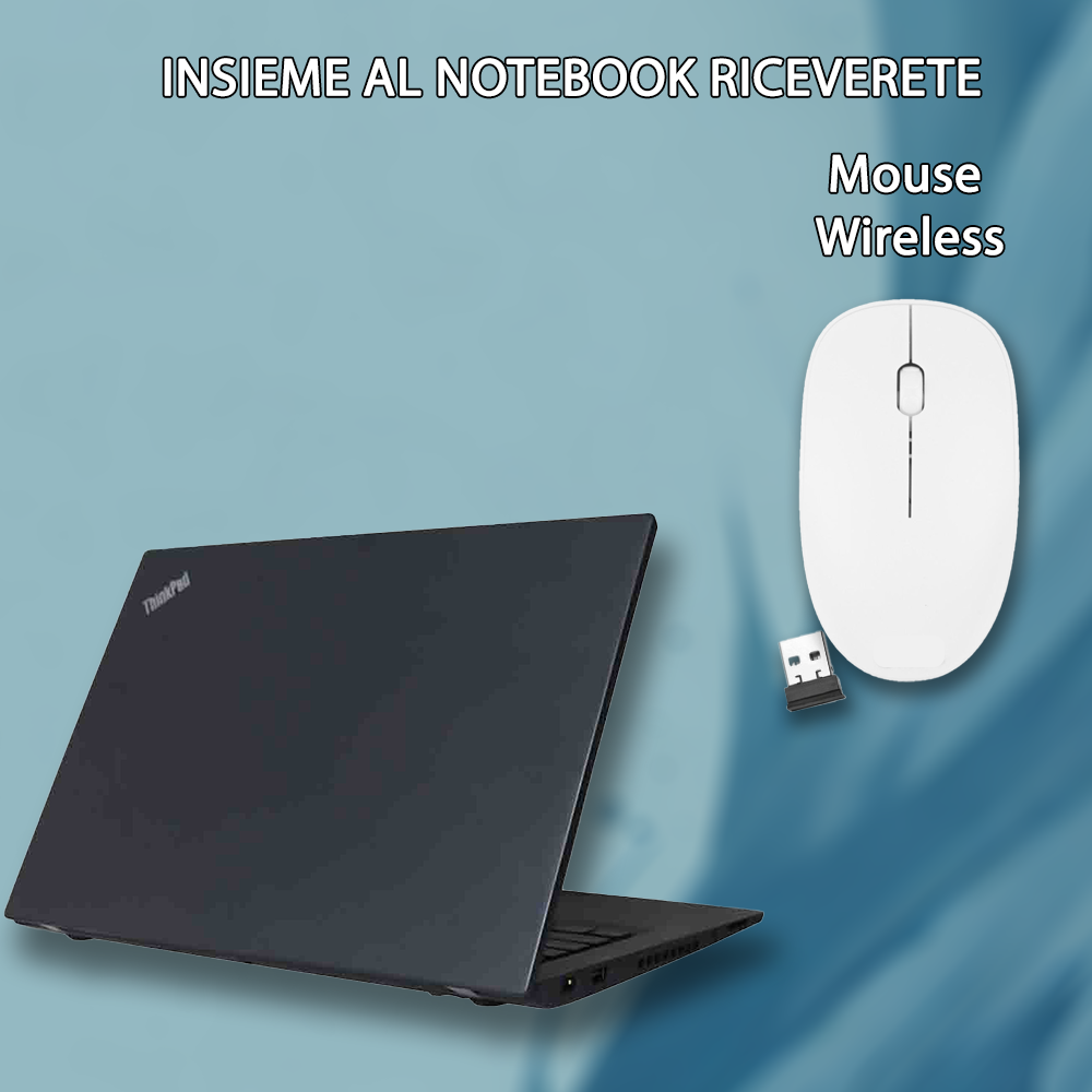 Notebook Lenovo T470 (RICONDIZIONATO) • Intel I5  • 8 GB ram  • 256 GB SSD   • Windows 11 Pro e Pacchetto Libre Office 2021 • MOUSE WIRELESS