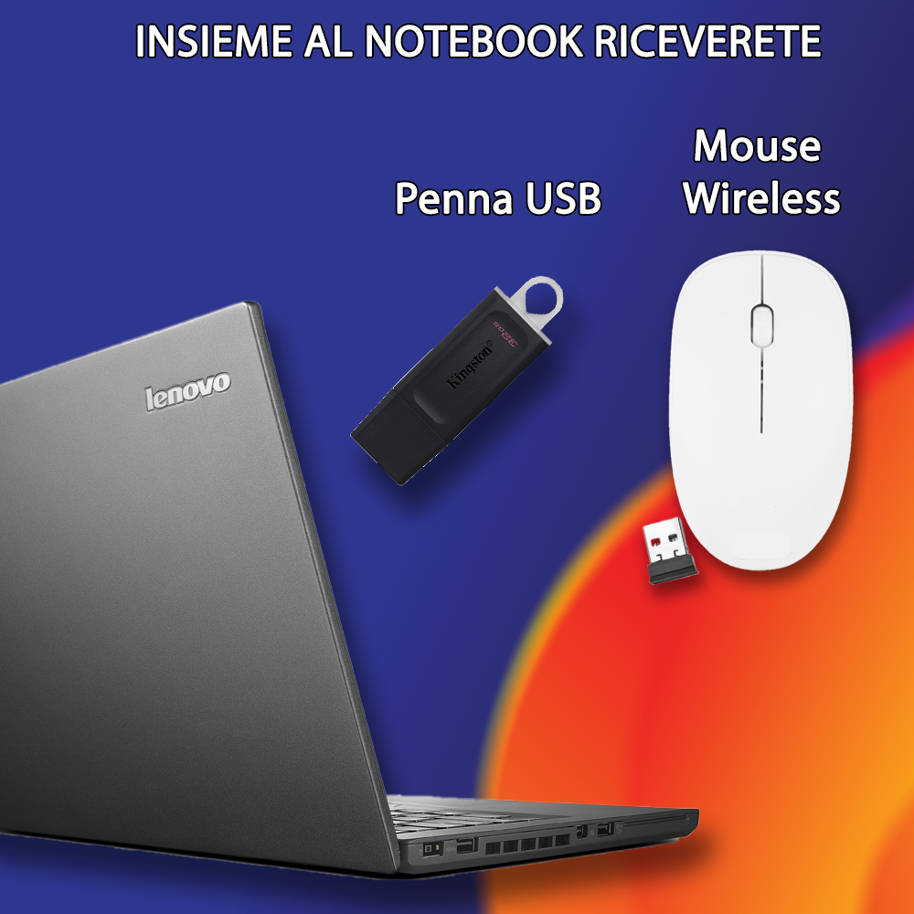 Notebook Lenovo T450 TOUCHSCREEN (RICONDIZIONATO) • Cpu i5 • 8 GB ram  • 512GB SSD   • Sistema Operativo + Libre Office • Mouse e Pendrive